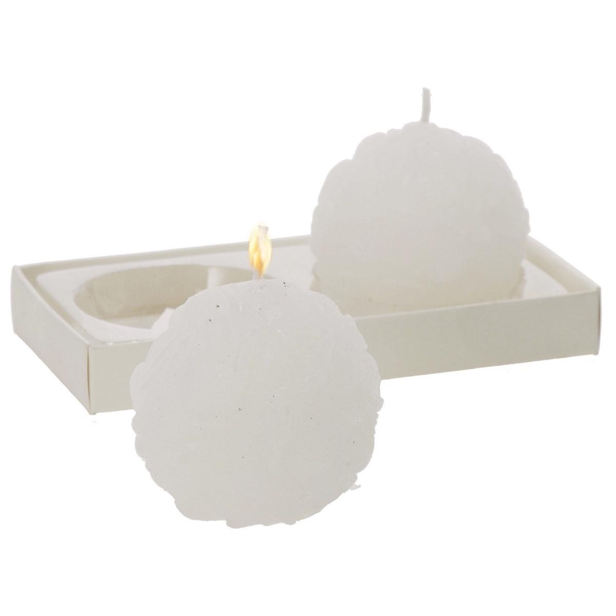 Set 2 candele sfera decorate 6 cm