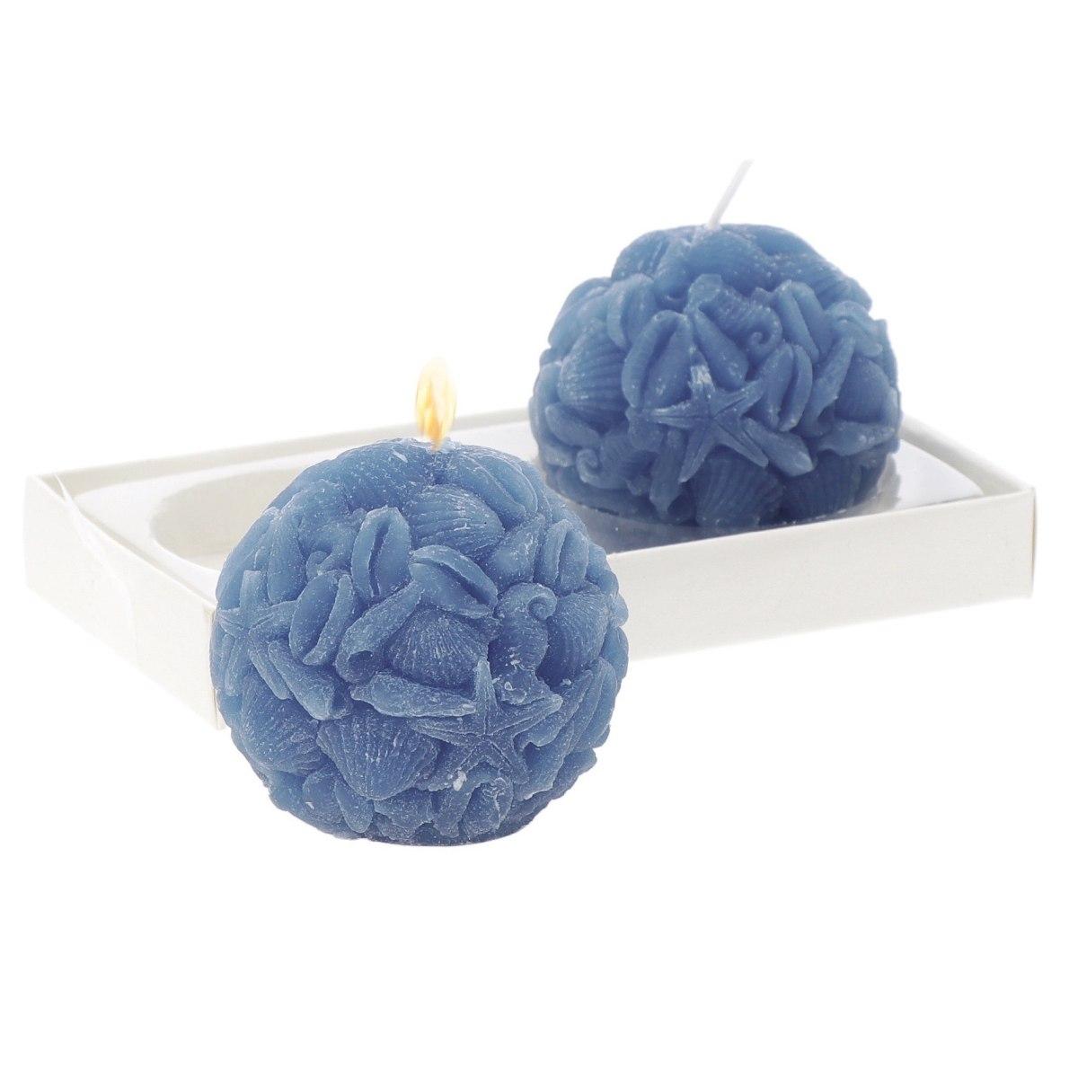 Set 2 candele sfera decorate 6 cm