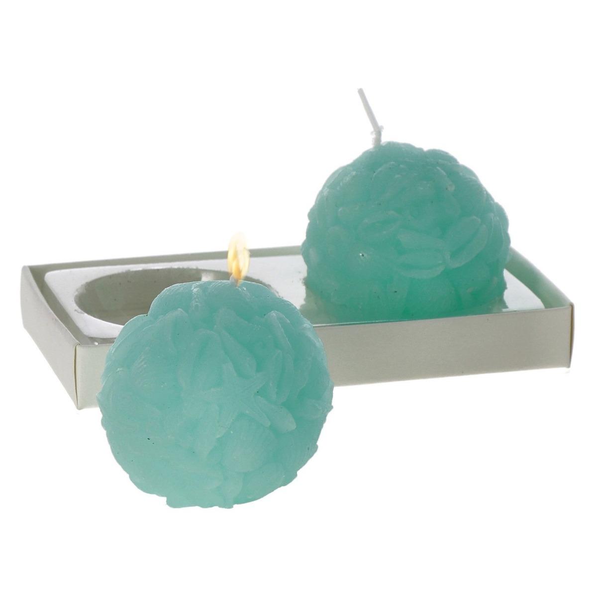 Set 2 candele sfera decorate 6 cm