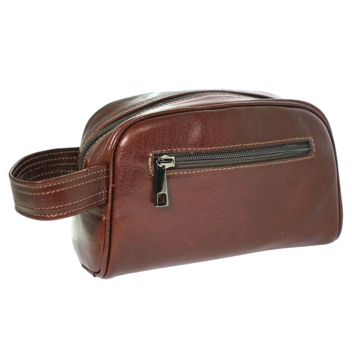 Pouchette uomo con manico in vero cuoio Capoverde Made in Italy