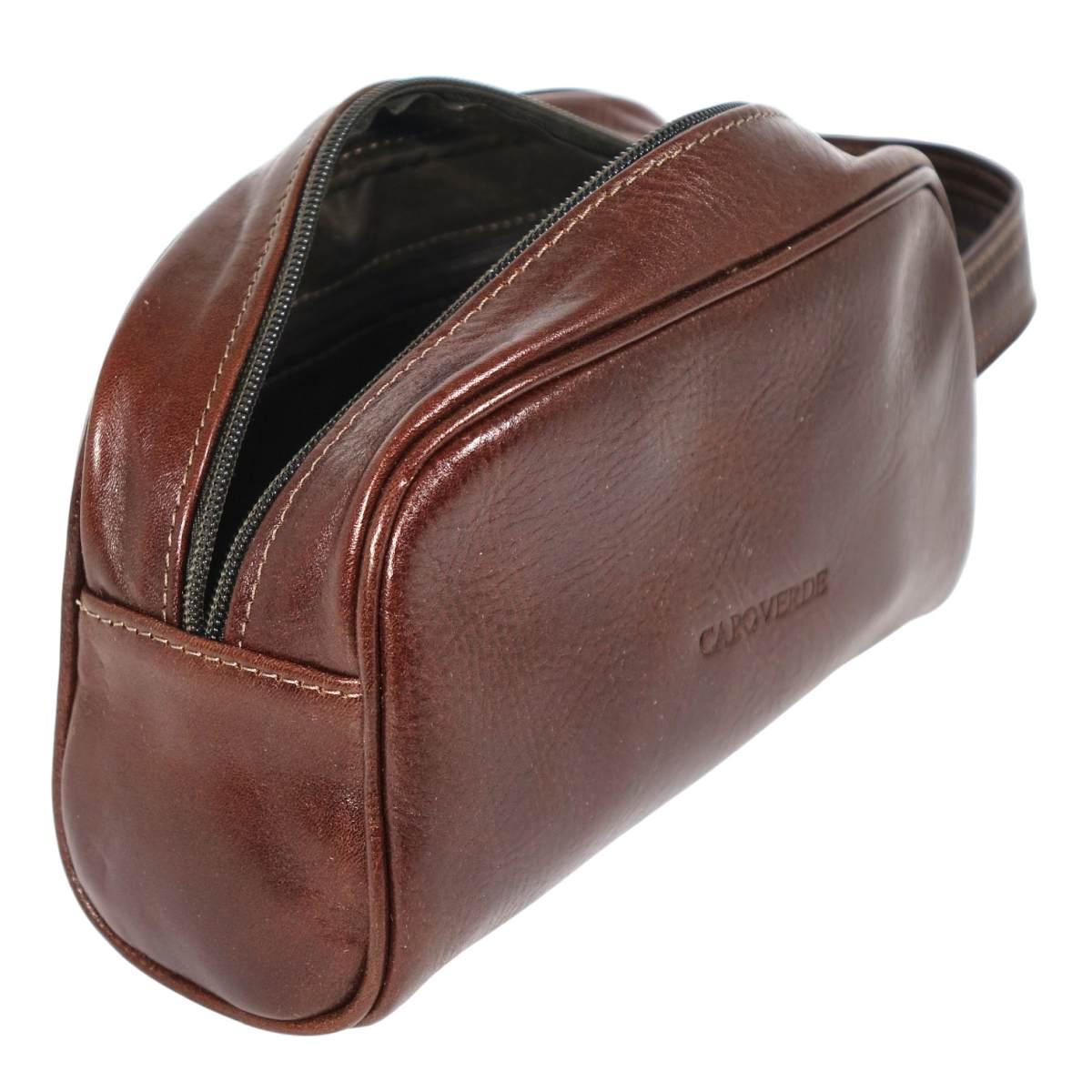 Pouchette uomo con manico in vero cuoio Capoverde Made in Italy