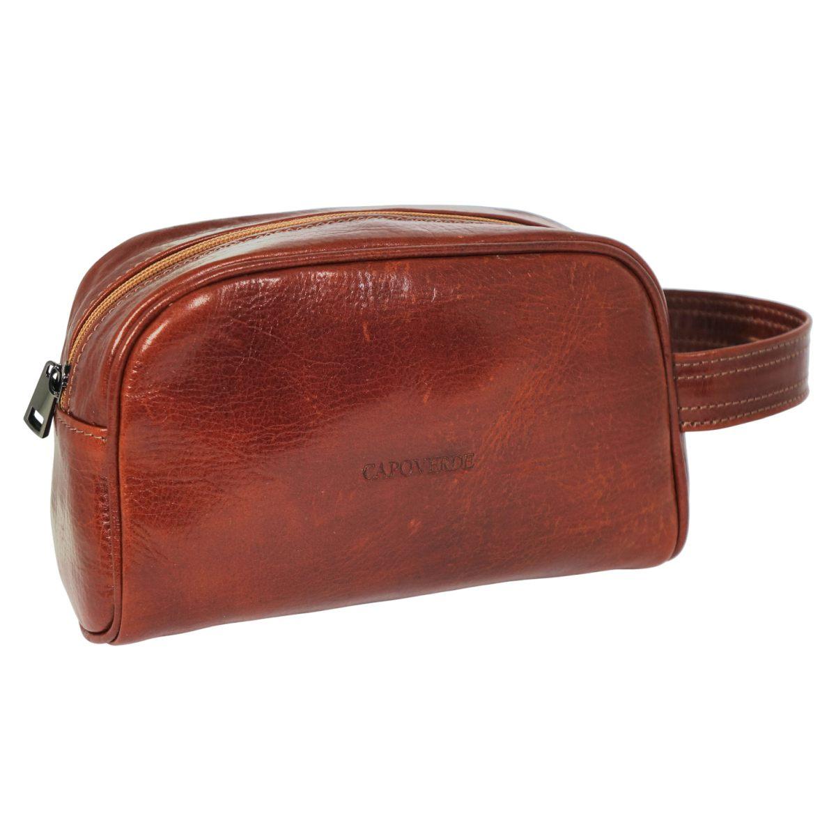 Pouchette uomo con manico in vero cuoio Capoverde Made in Italy