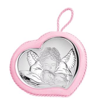 Medaglione culla con carillon angelo protettore 10x9 cm.