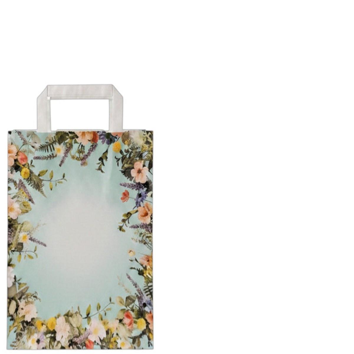 Shopper in carta h.37x l.27 x p.12 cm fantasia flores