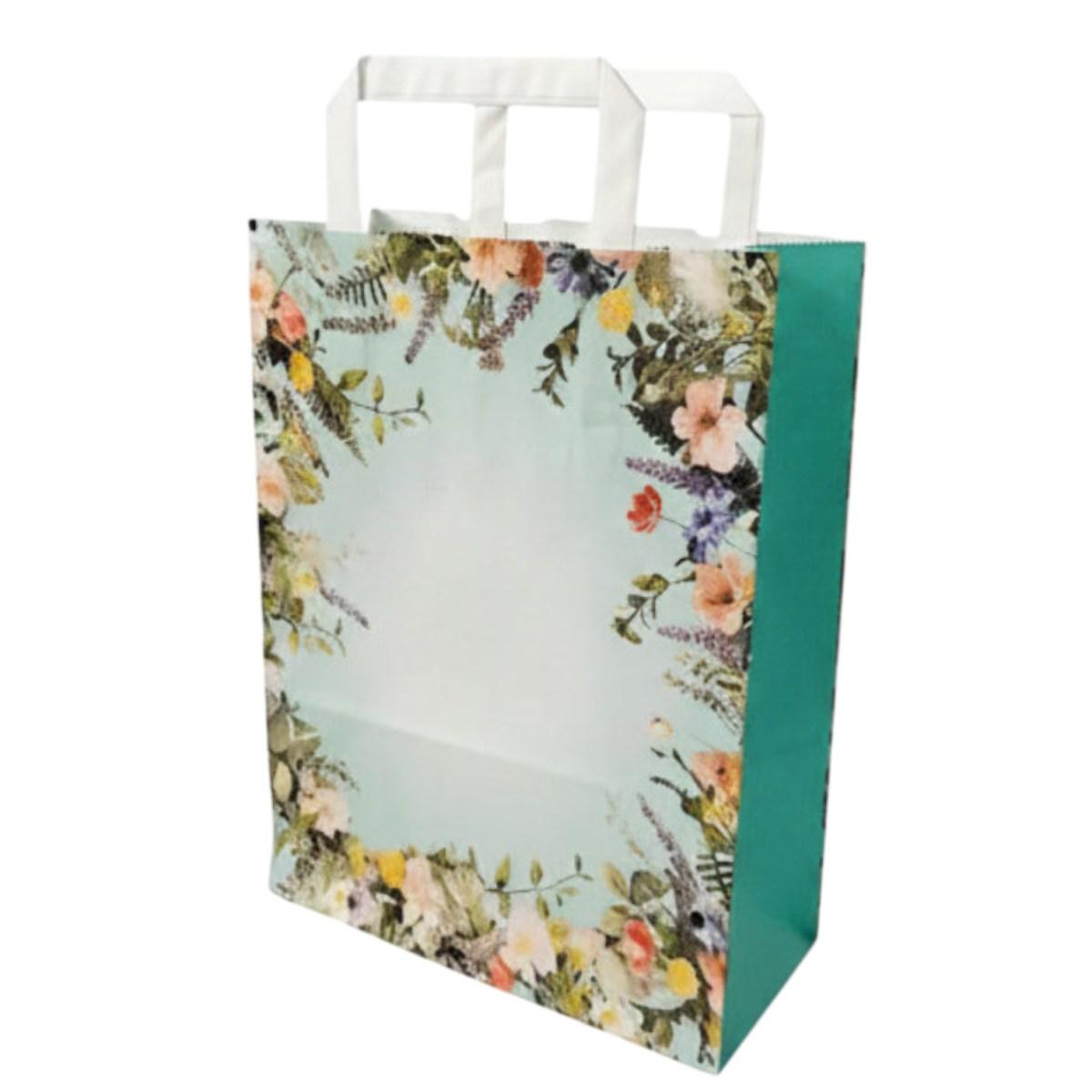 Shopper in carta h.37x l.27 x p.12 cm fantasia flores