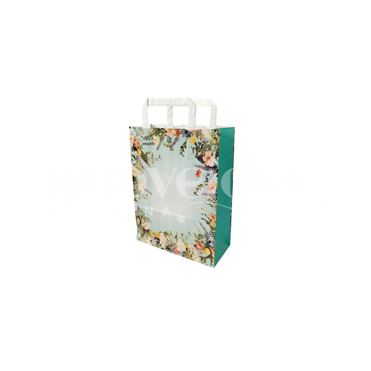 Shoppers carta fantasia flores h45x L32 p17 cm.