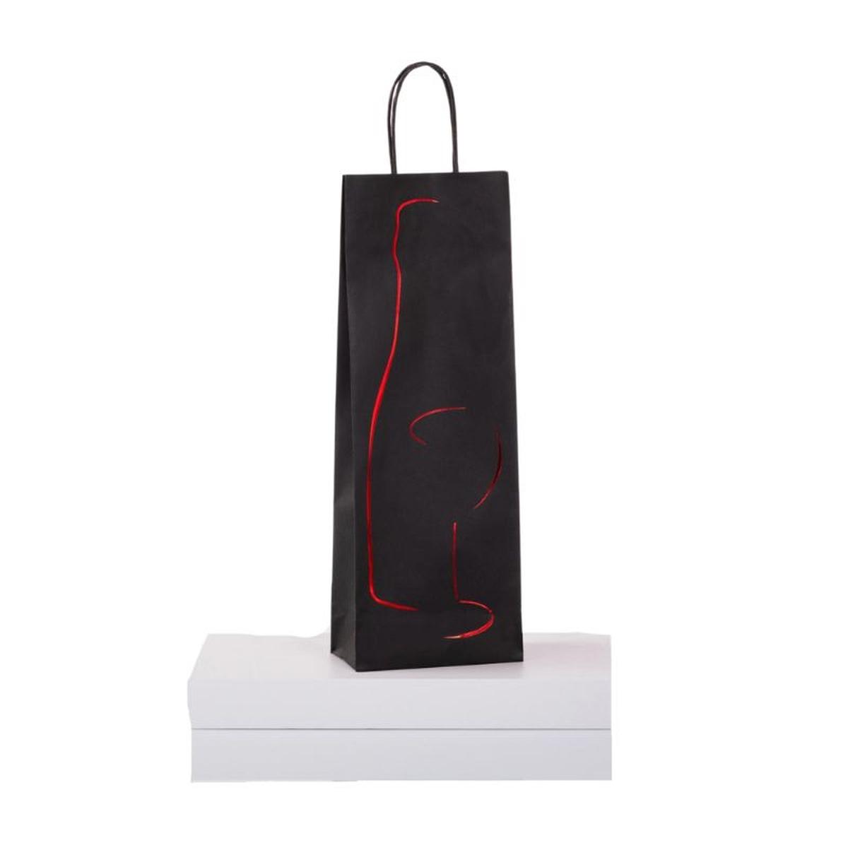 Shoppers carta porta bottiglie colore   H 39,5 X L14 X P 8,5 cm. black lux