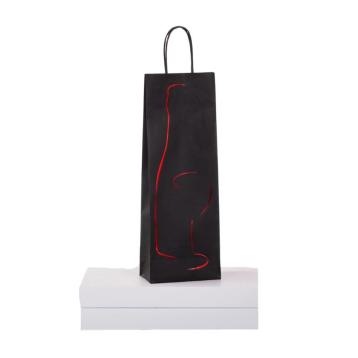 Shoppers carta porta bottiglie colore   H 39,5 X L14 X P 8,5 cm. black lux