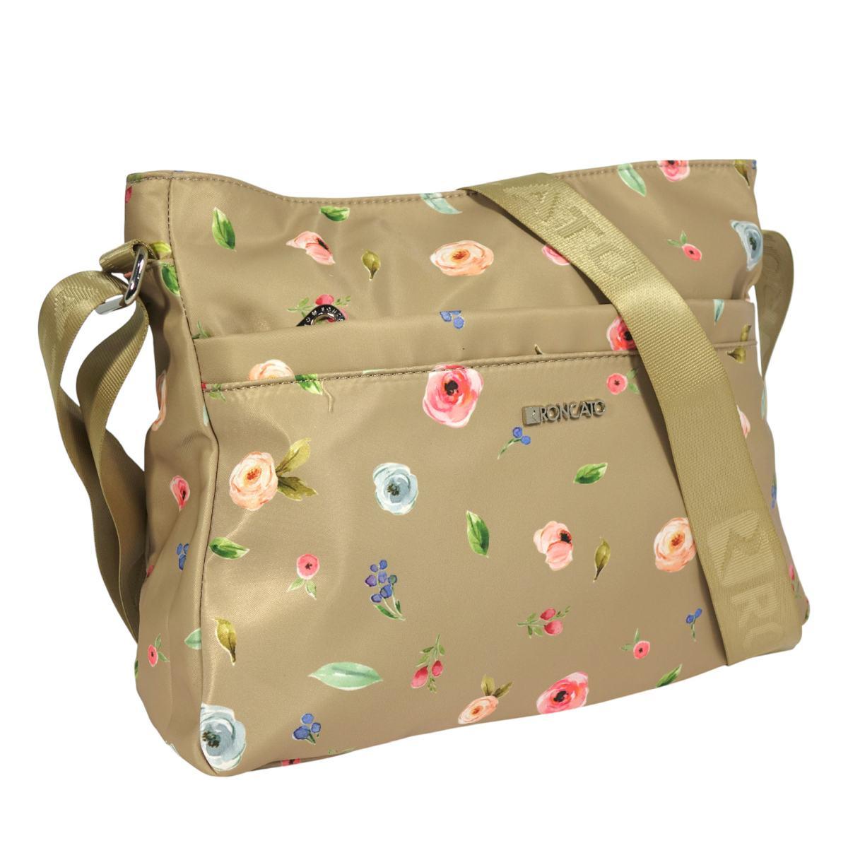 Borsa donna tracolla stampa fiori in sintetico Roncato