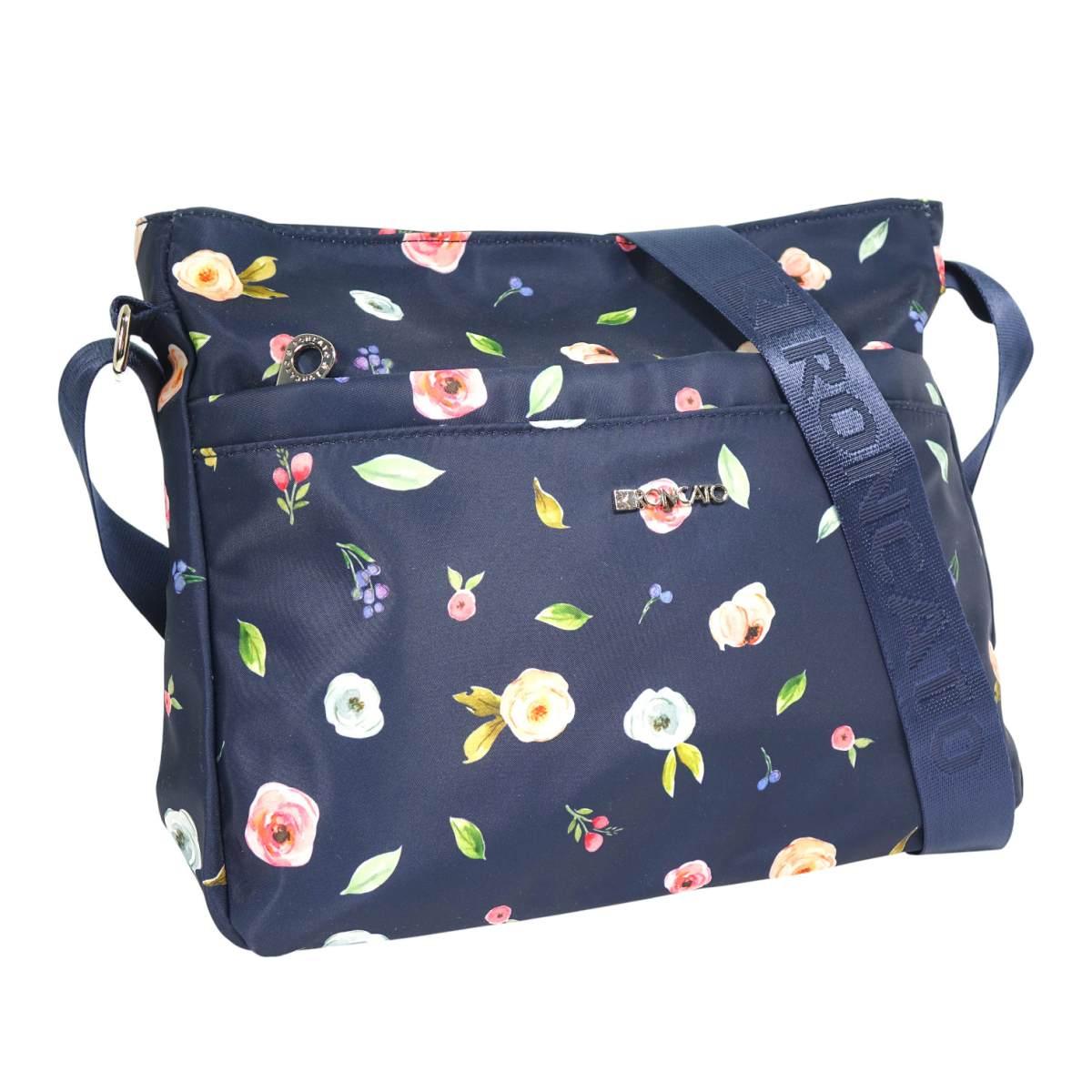 Borsa donna tracolla stampa fiori in sintetico Roncato