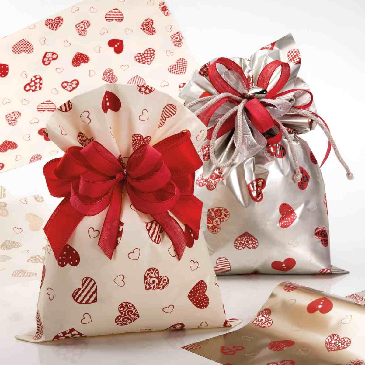 50 Buste metallizzate cuore argento 15 x 25 cm.
