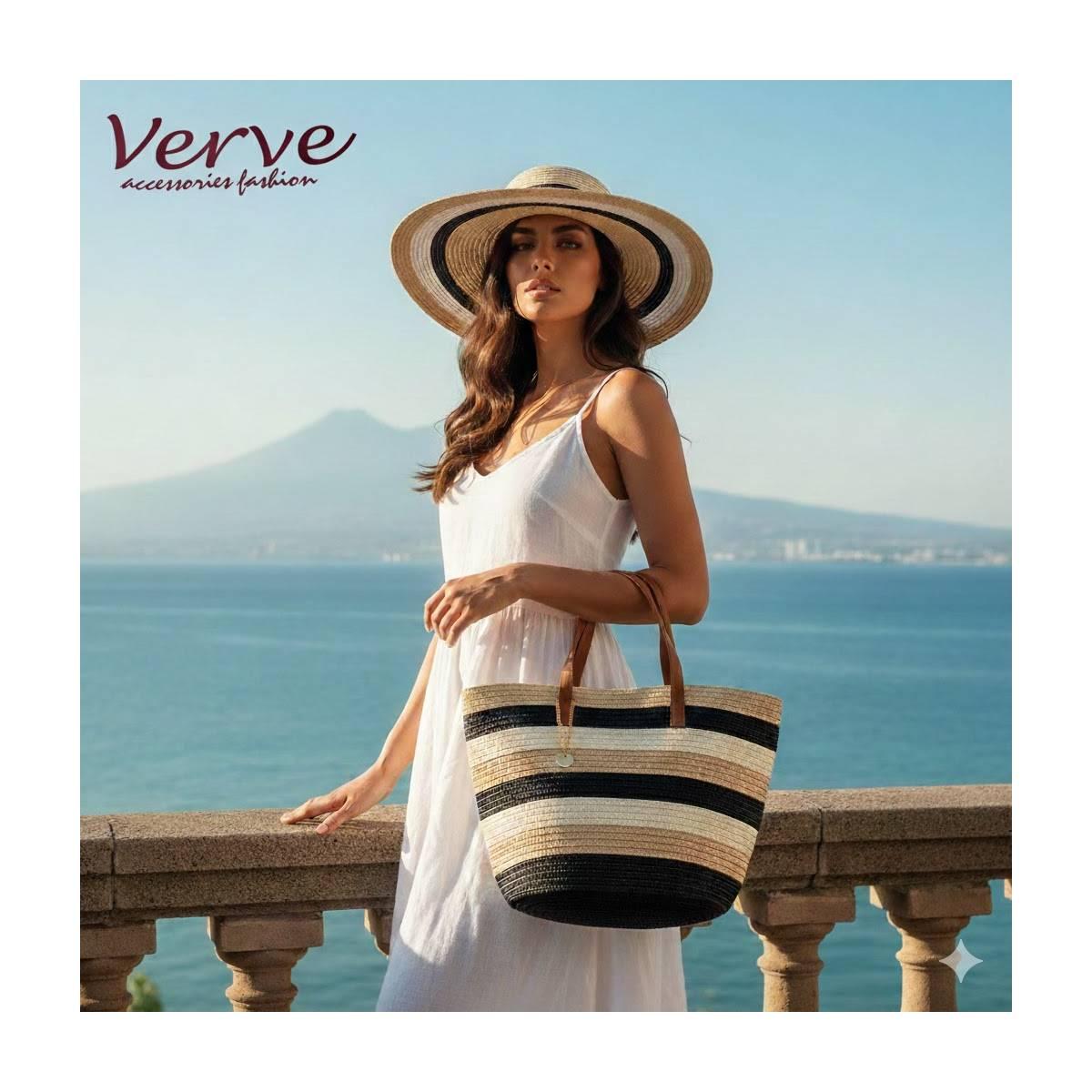 Cappello mare donna a falda larga fantasia righe Verve