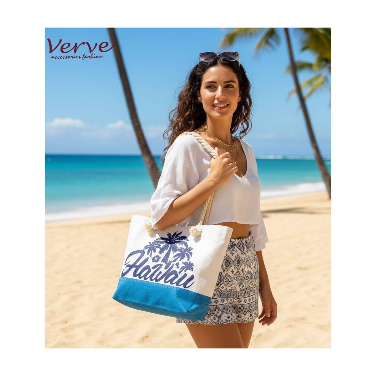 Borsa mare donna con manici in corda e cerniera Verve