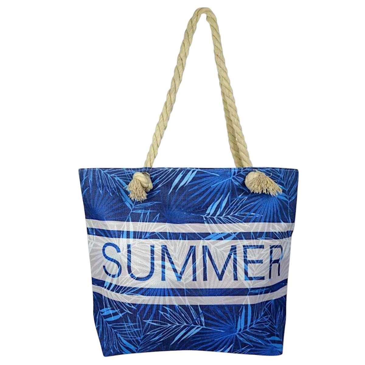 Borsa mare donna con manici in corda e cerniera Summer Verve