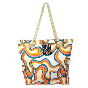 Borsa mare donna con manici in corda e cerniera fantasia astratta Verve
