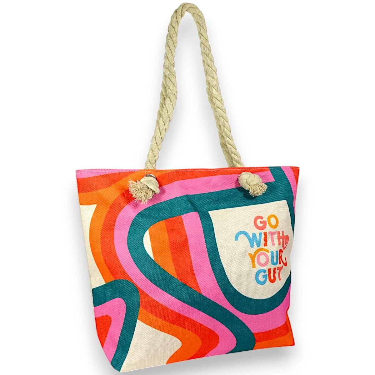 Borsa mare donna con manici in corda e cerniera Verve