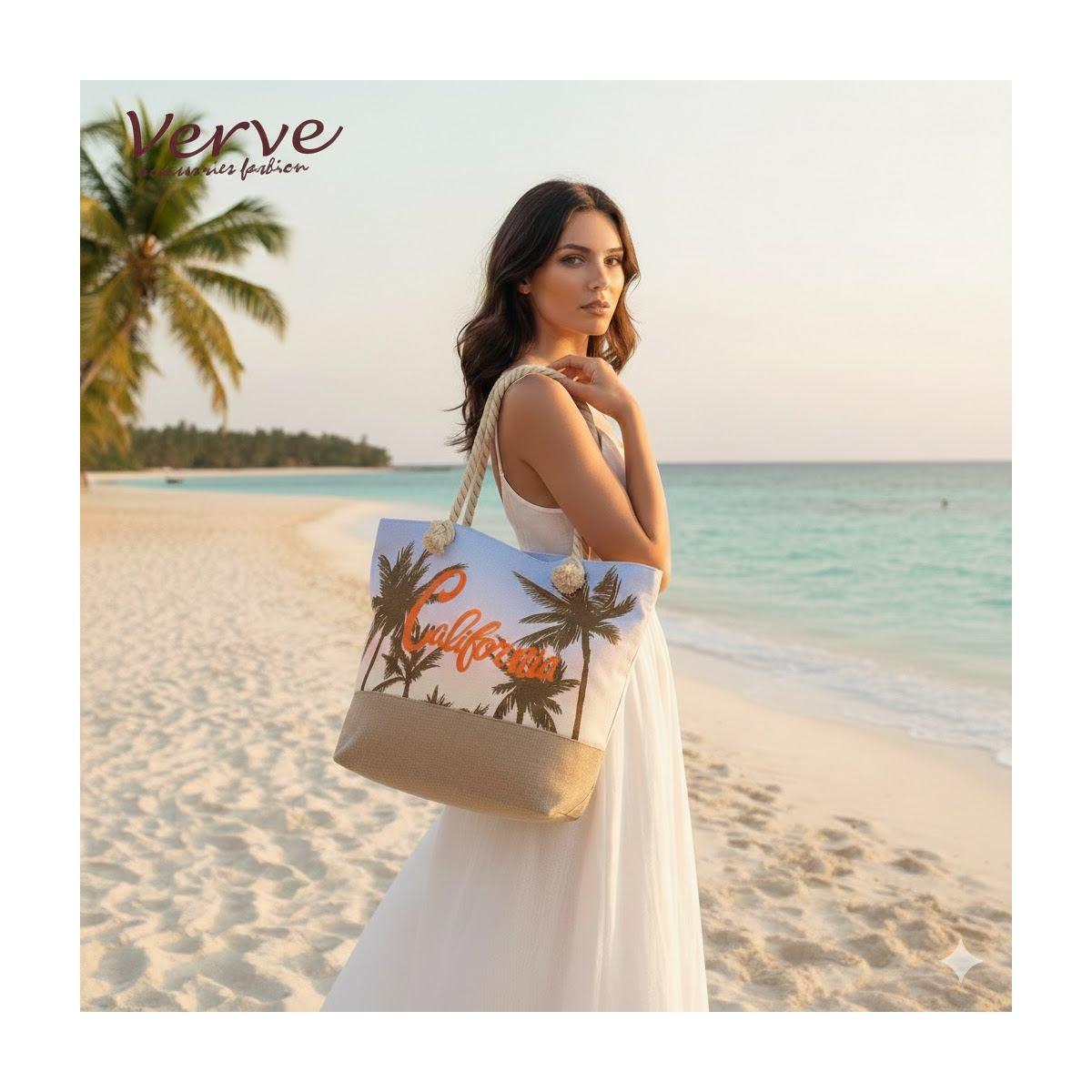 Borsa mare donna con manici in corda e cerniera Verve