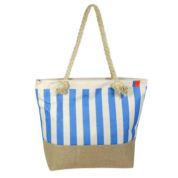 Borsa mare donna con manici in corda e cerniera motivo a righe Verve