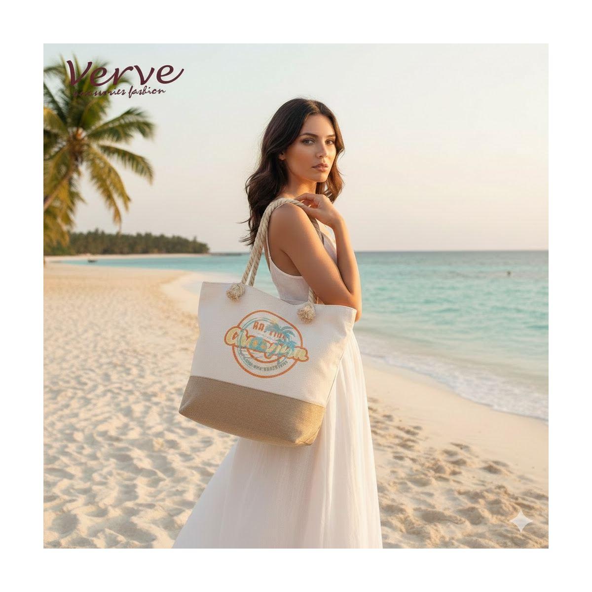 Borsa mare donna con manici in corda e cerniera Verve