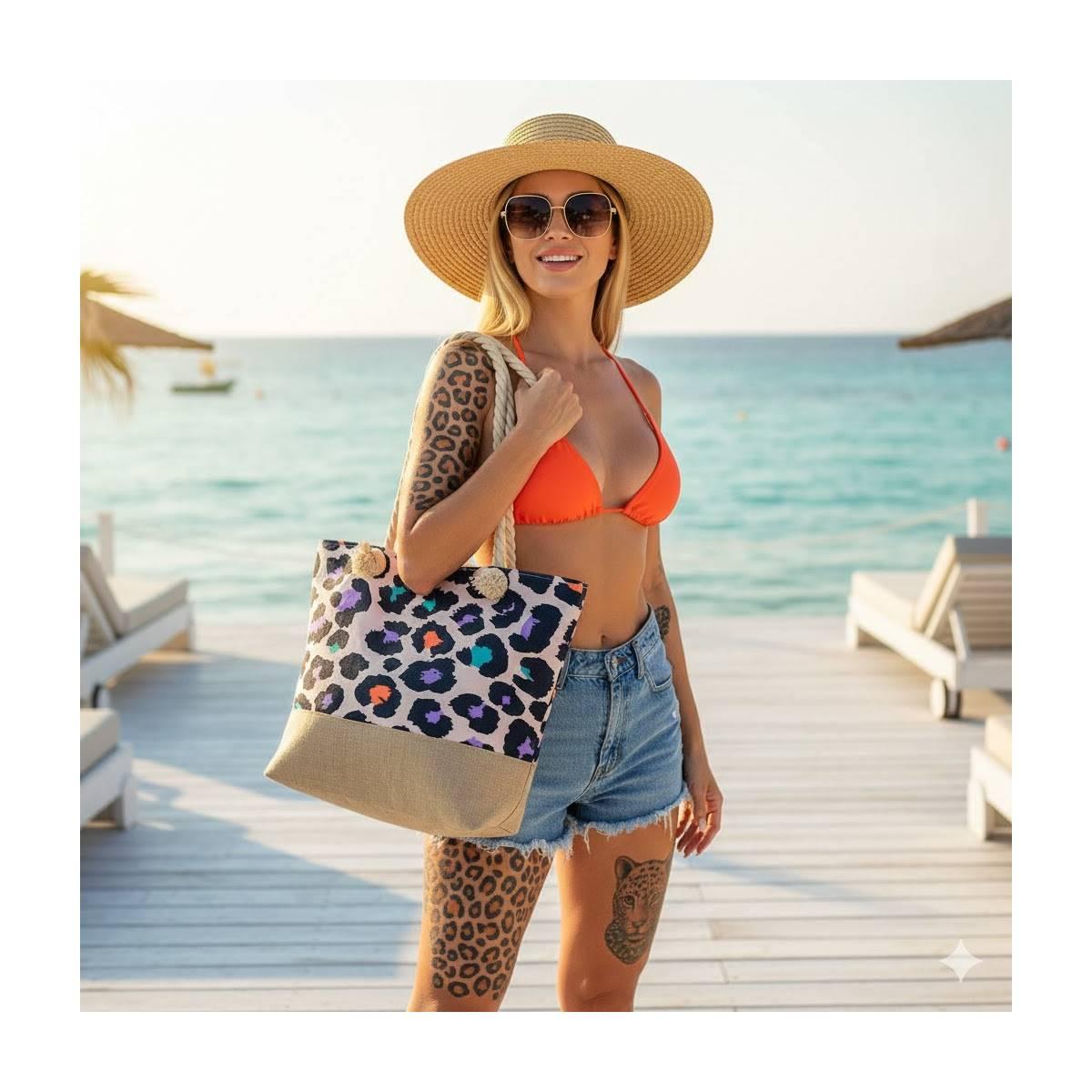 Borsa mare donna con manici in corda e cerniera Verve