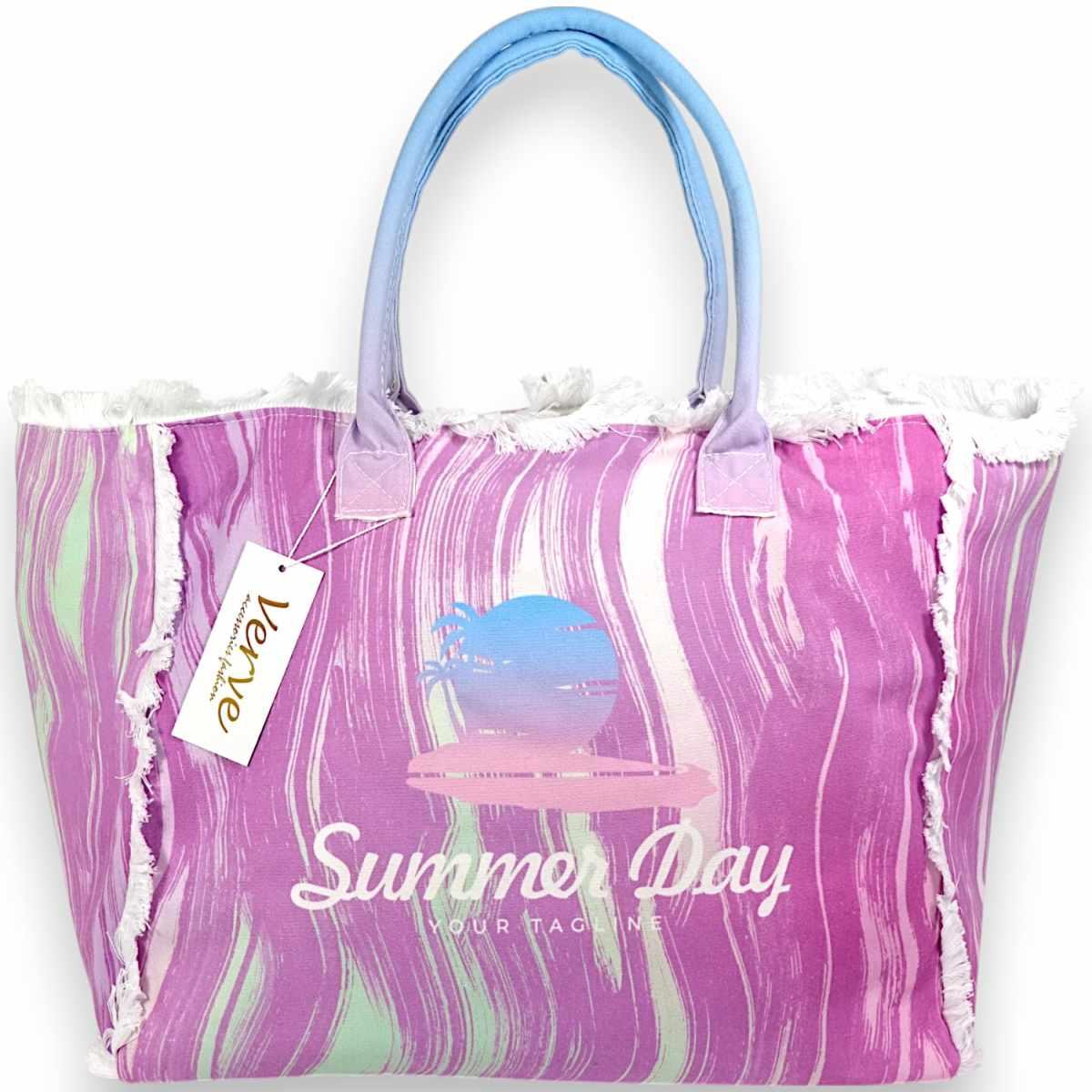 Borsa mare donna aperta profili sfrangiati Verve