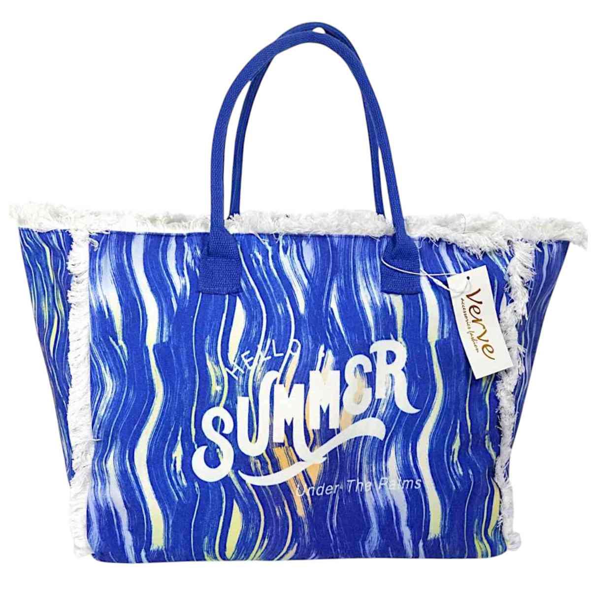 Borsa mare blu donna aperta e sfrangiata Verve