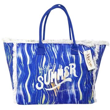 Borsa mare blu donna aperta e sfrangiata Verve