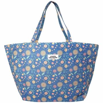 Borsa mare blu donna stampa floreale verve