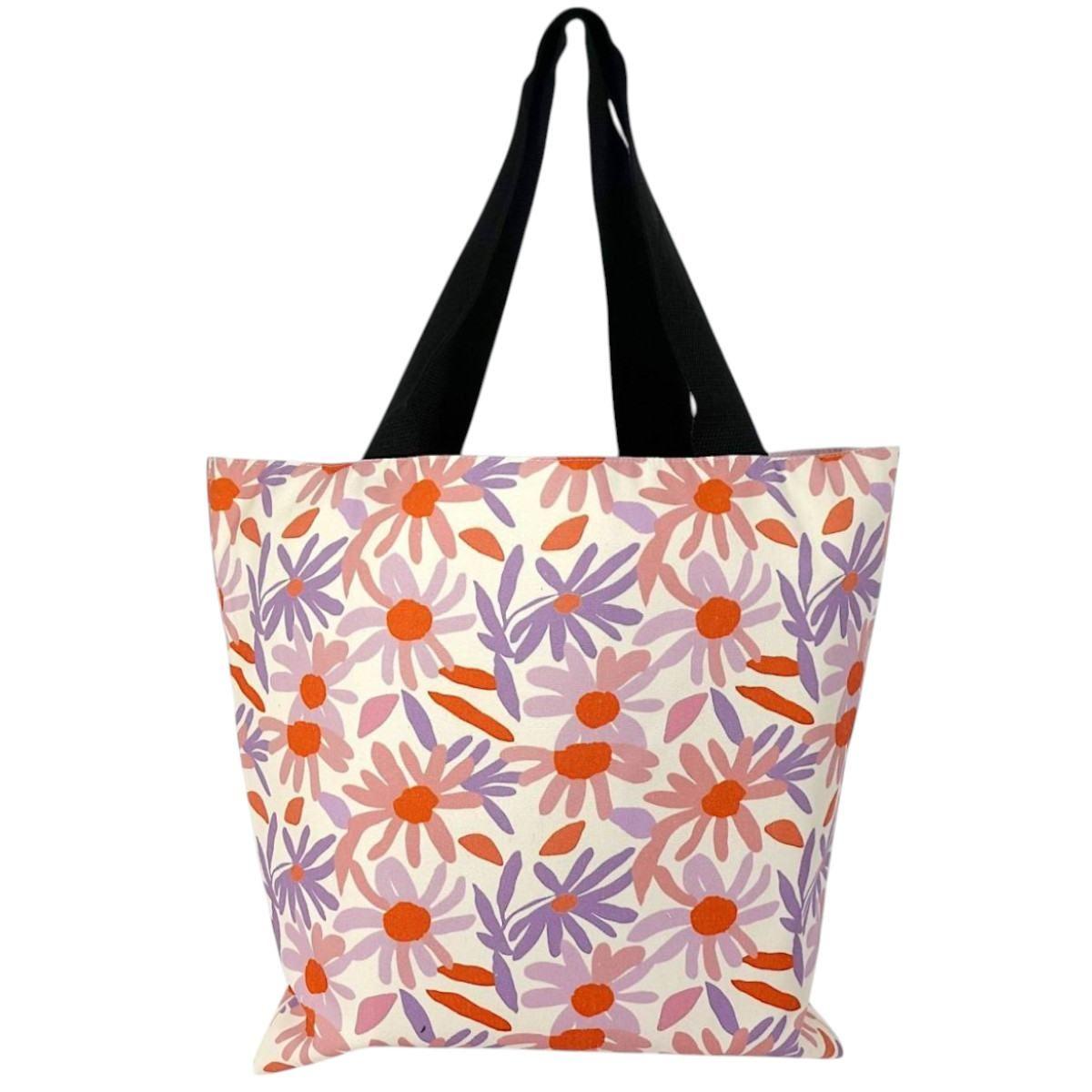 Borsa mare donna aperta double face reversibile stampa fiori Verve