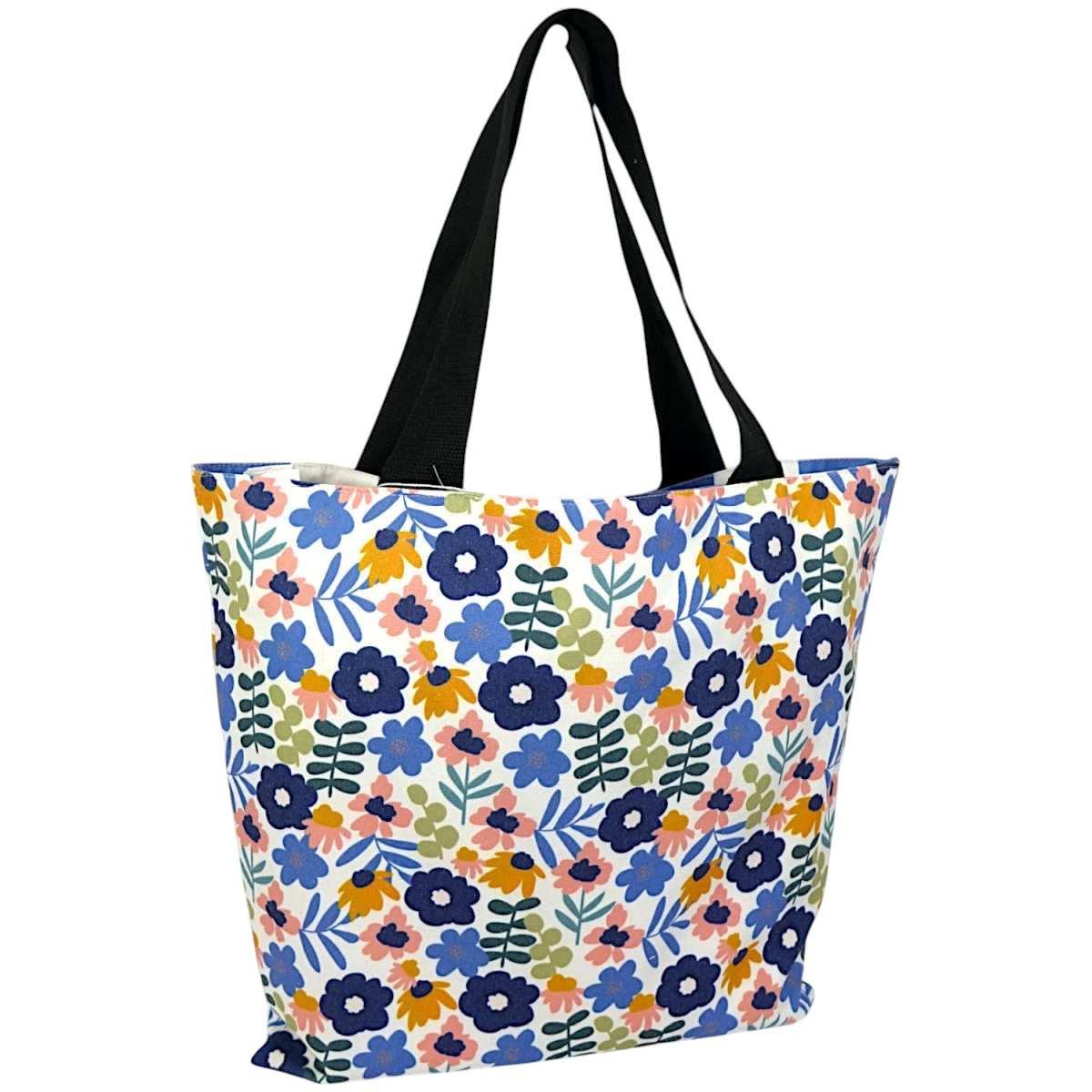 Borsa mare donna aperta double face reversibile stampa fiori Verve