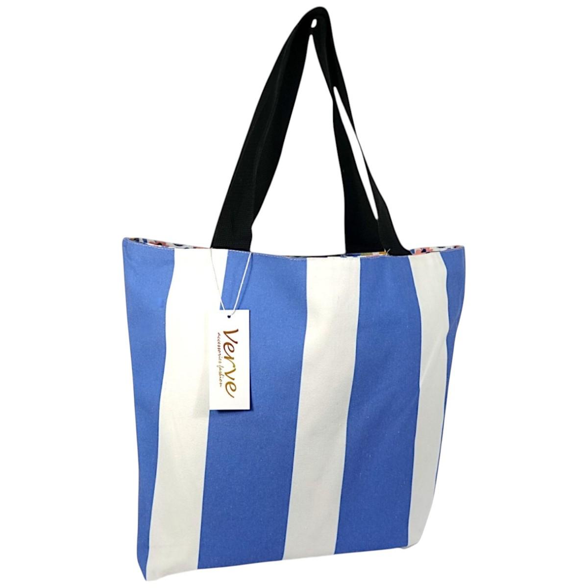 Borsa mare donna aperta double face reversibile stampa fiori Verve