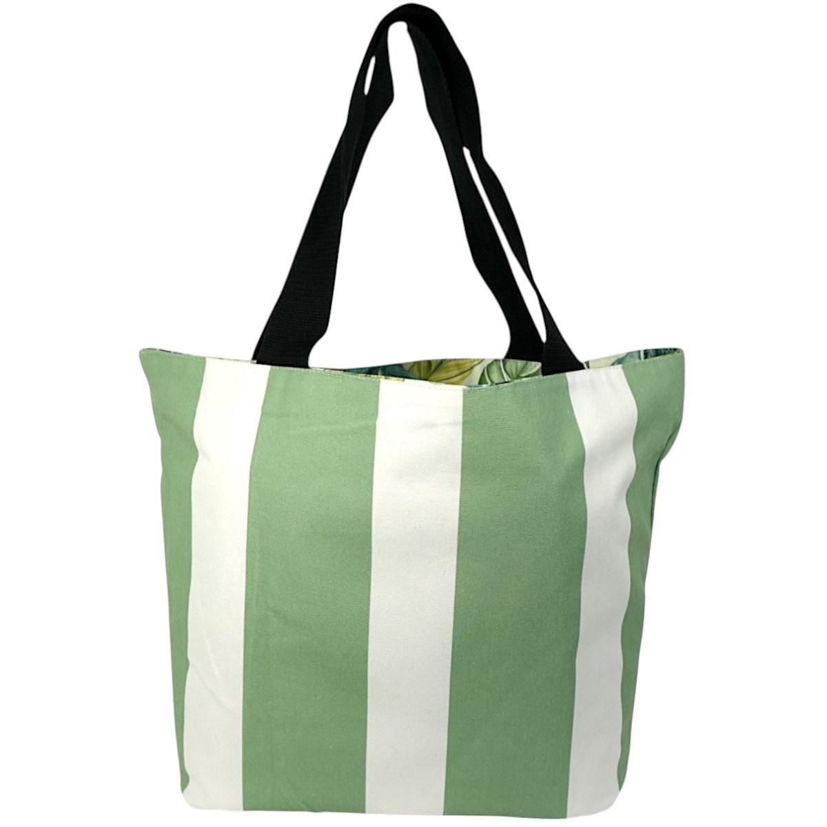 Borsa mare donna aperta double face reversibile stampa botanica Verve
