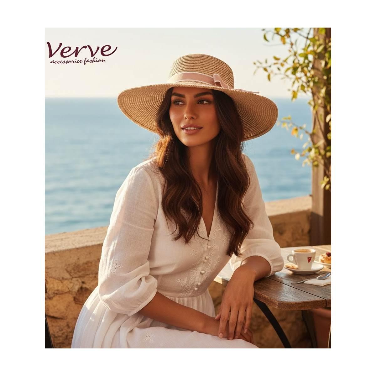 Cappello mare donna a falda larga con fiocco in nastrino Verve