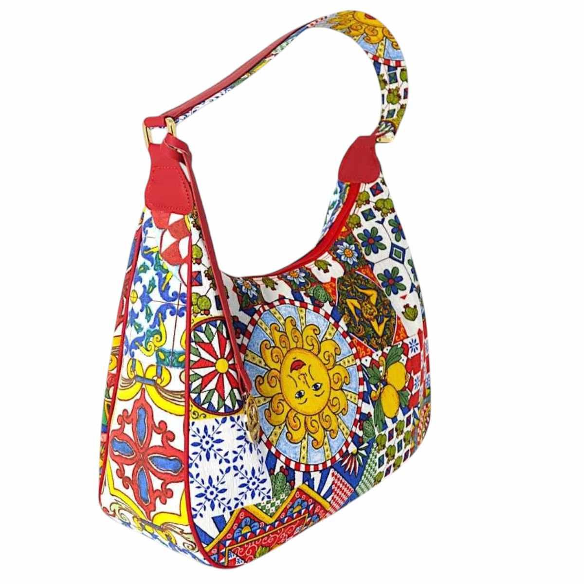 Borsa sacca donna tessuti siciliani Capoverde Made in Italy