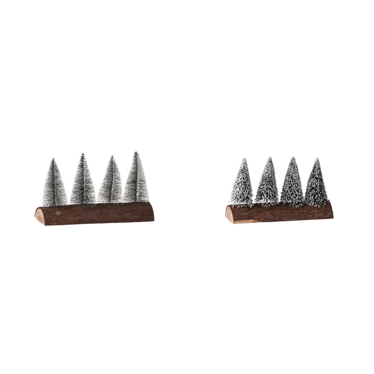 Decorazione in legno con 4 alberelli 20x6x h11,5 cm