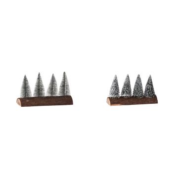 Decorazione in legno con 4 alberelli 20x6x h11,5 cm