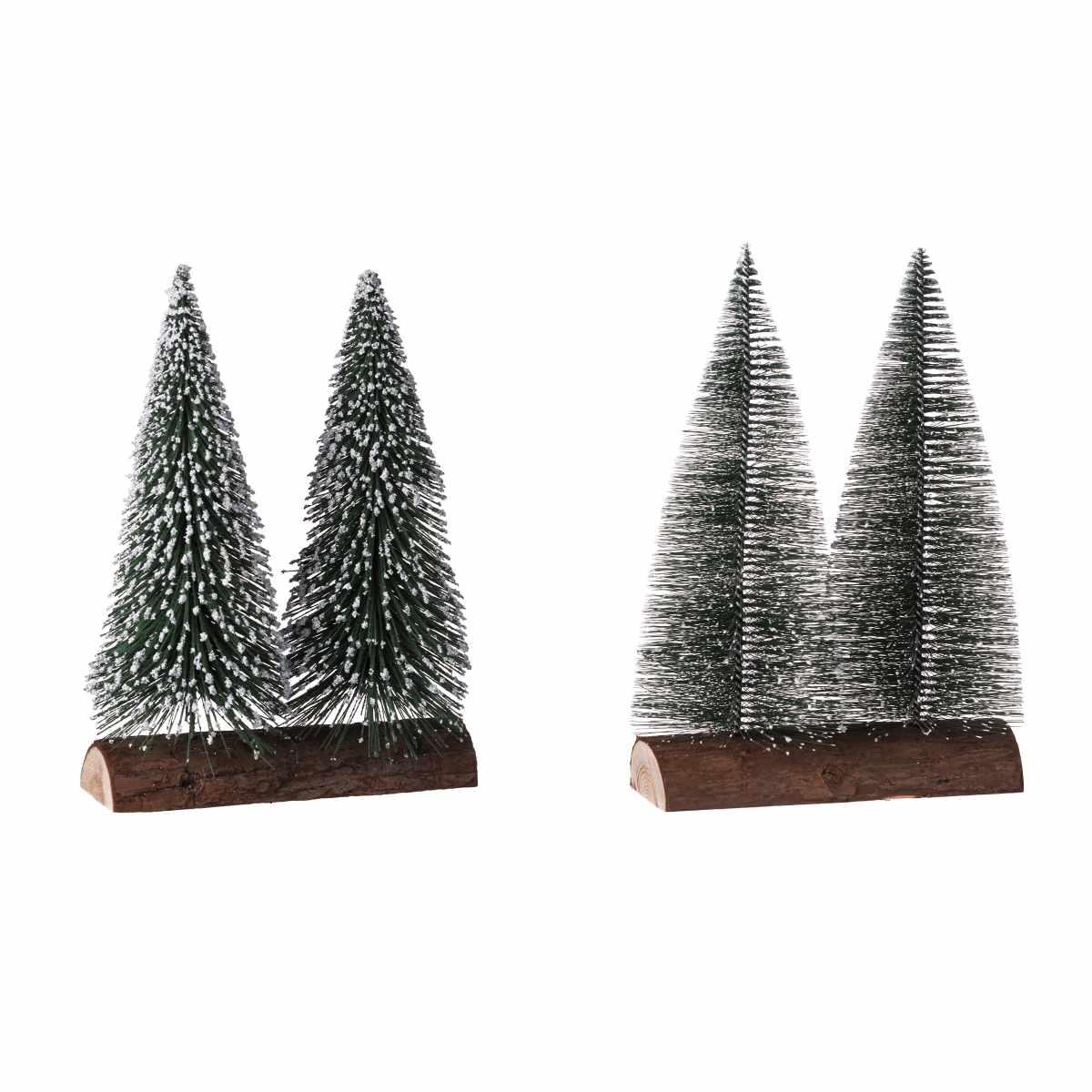 Decorazione in legno con 2 alberelli 18x6x h25 cm