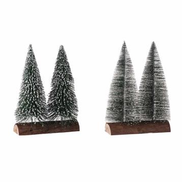 Decorazione in legno con 2 alberelli 18x6x h25 cm