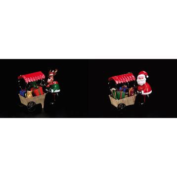 Decorazione carretto natalizio in ferro 25x10x h20 cm