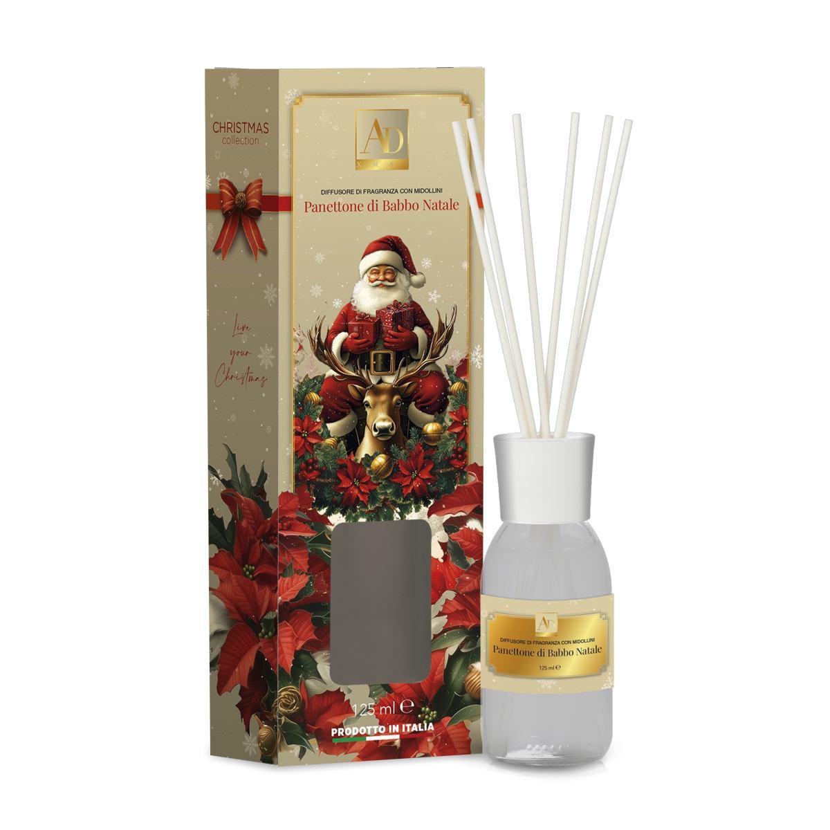 Diffusore di fragranza con midollini Panettone di Babbo Natale 125 ml