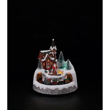 Paesaggio natalizio in plastica da interno con 6 LED movimento e musica  pila 3AA 20x19,5x h21,5 cm