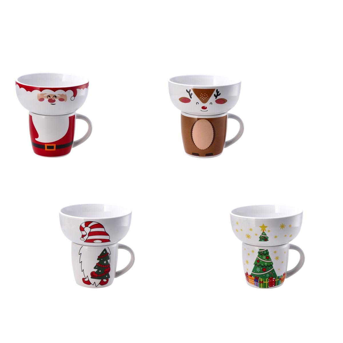 Servizio da colazione in ceramica tazza mug 330 ml d9 x h8,5 cm ciotola 540 ml d13,5 x h6,5 cm