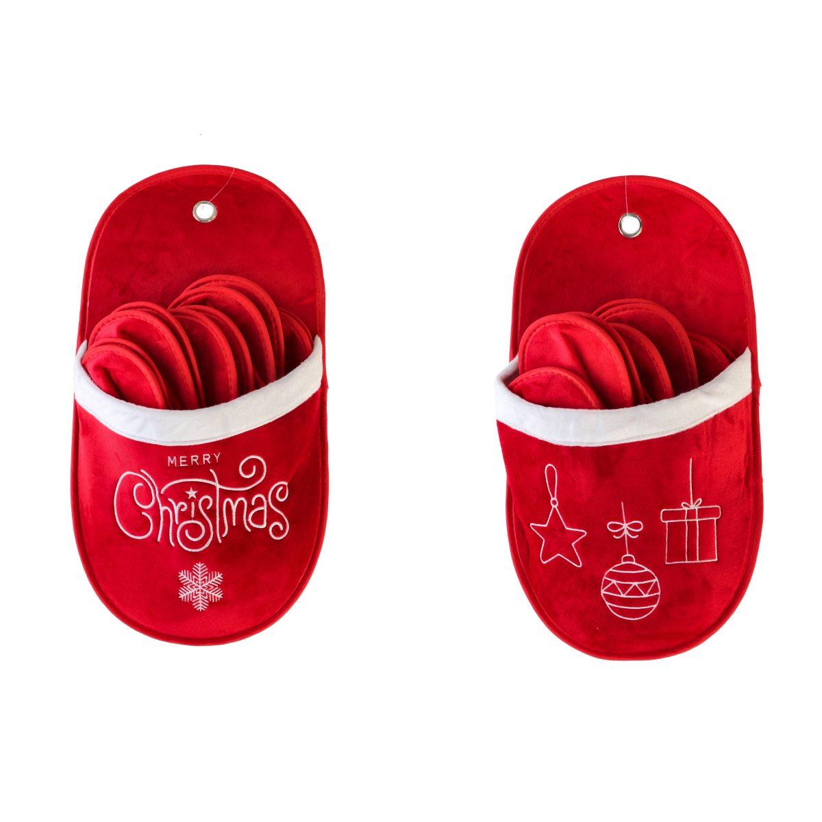 Set 5 paia pantofole in tessuto per ospiti con contenitore 25,5x47 cm