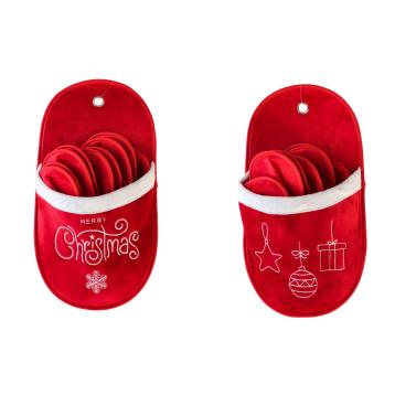 Set 5 paia pantofole in tessuto per ospiti con contenitore 25,5x47 cm