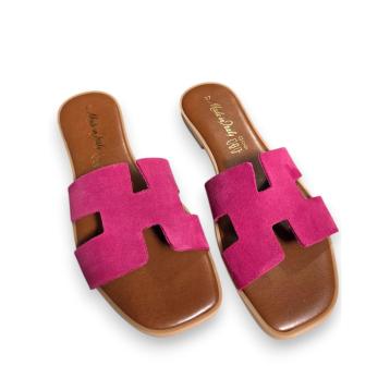 Ciabatte donna in pelle crosta scamoscata Made in Italy