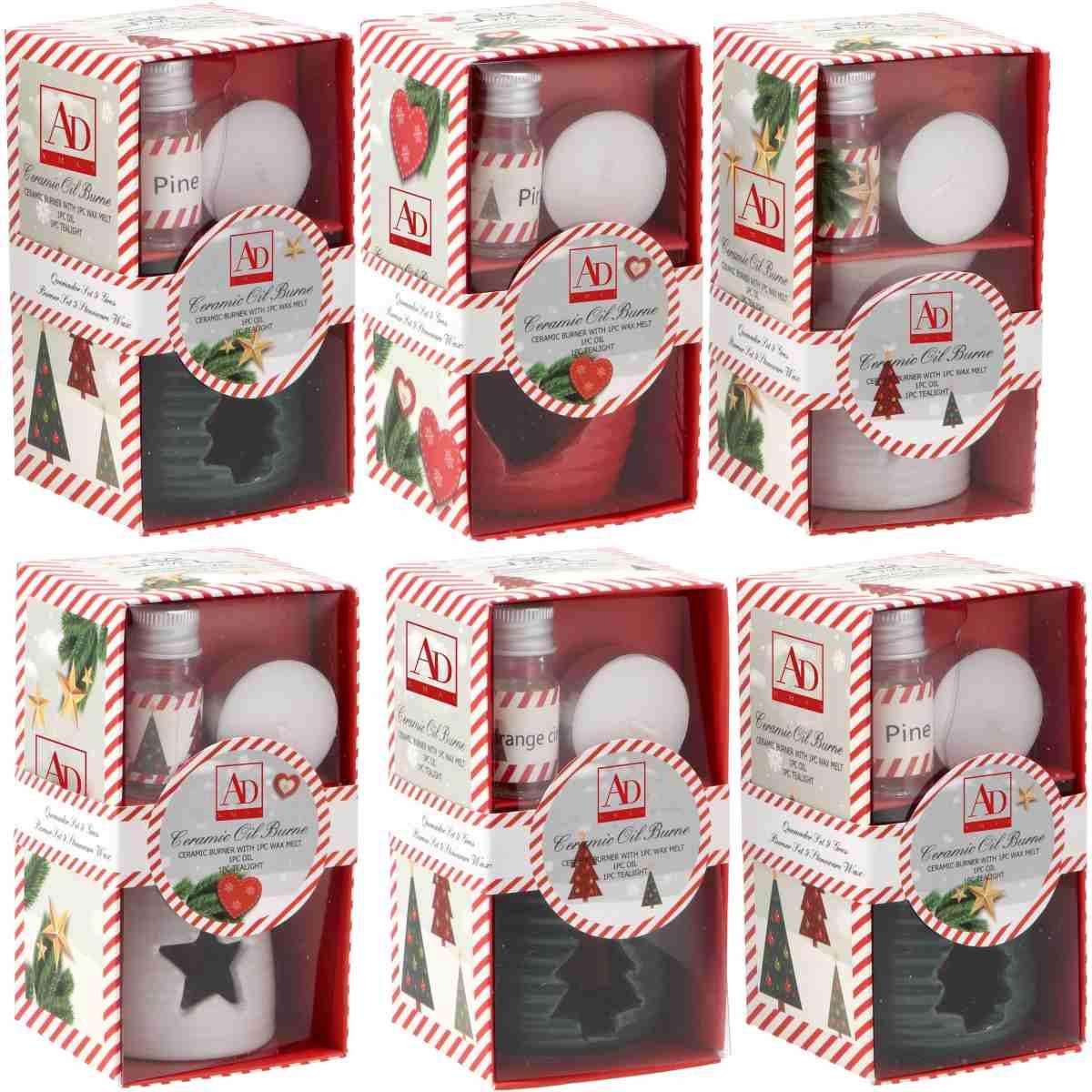 Kit per profumazione con brucia oli in ceramica, tea light e olio 5 ml 6,5 x h7 cm