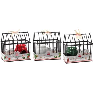 Kit per profumazione con brucia oli in ceramica 4 oli 10ml e gabbietta in ferro 17x9,5x h17 cm