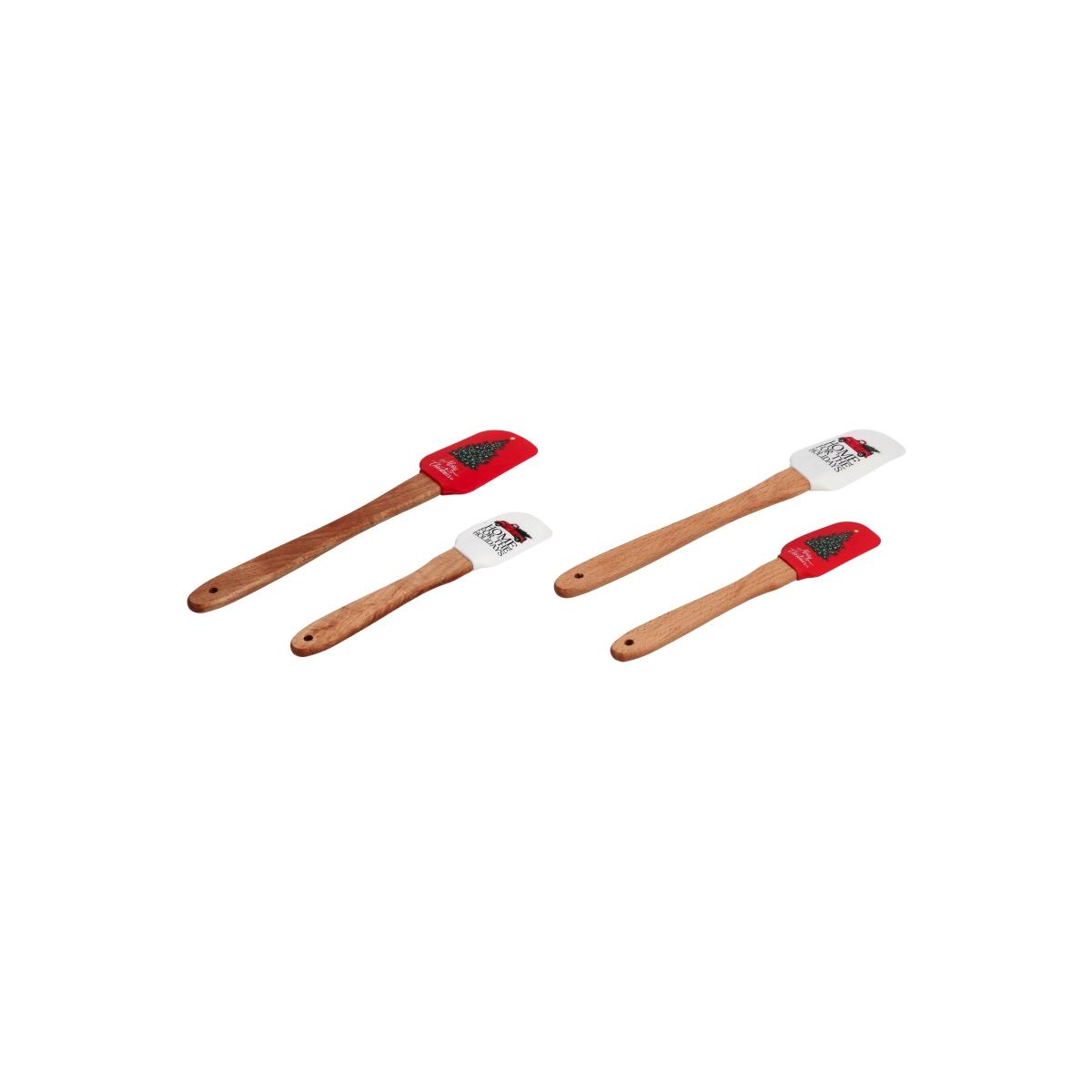 Set 2 spatole in silicone con manico in legno