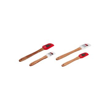 Set 2 spatole in silicone con manico in legno