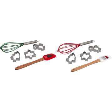 Set 5 pezzi da cucina spatola 28cm frusta 29 cm formine tagliabiscotti 8,5 cm